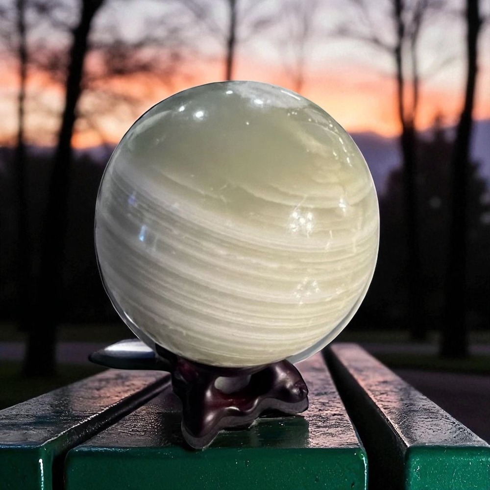 Afghan‎ Serpentine Jade Sphere – Calm Energy Decor for Boho & Wellness Spaces